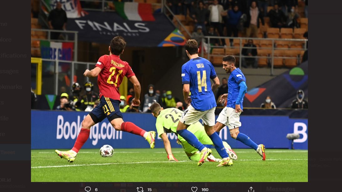 Rekor Tak Terkalahkan Pecah, Gli Azzuri Kalah dari Spanyol 2-1 di Semifinal UEFA Nations League 2021