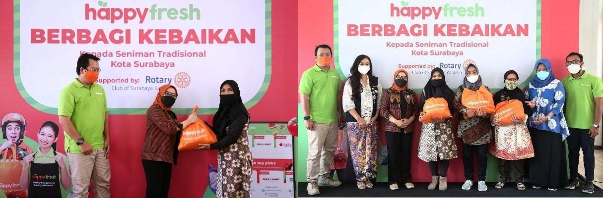 HappyFresh Salurkan 250 Paket Sembako; Dukung Seniman Tradisional Surabaya
