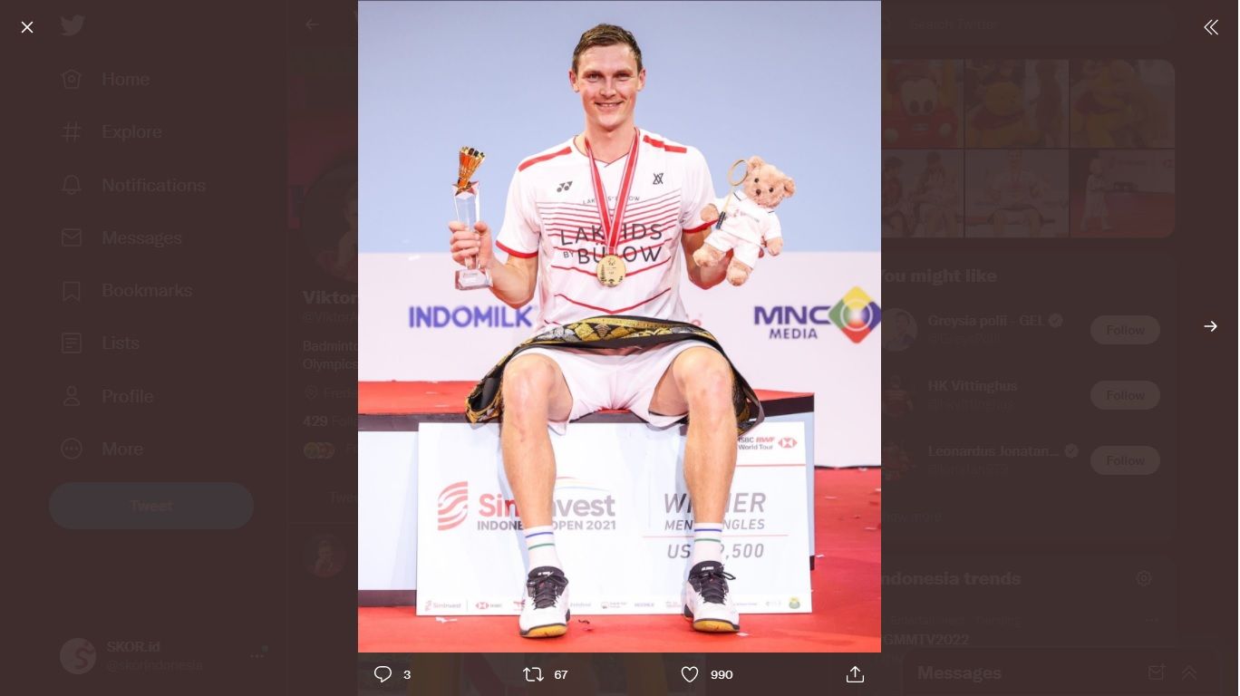 Viktor Axelsen Sukses Rebut Gelar Juara Tunggal Putra World Tour Finals 2021