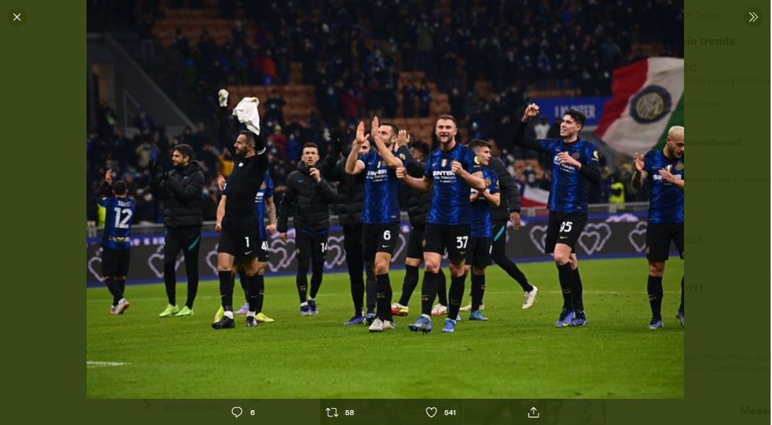 Hasil dan Klasemen Liga Italia Pekan ke-17: Inter Milan Kudeta AC Milan