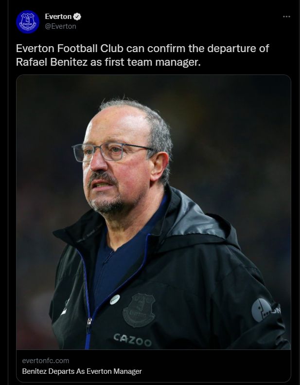 Everton Resmi Pecat Rafael Benitez