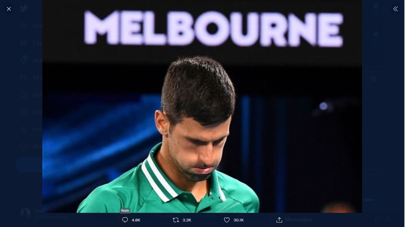 Novak Djokovic Resmi Dideportasi dari Australia