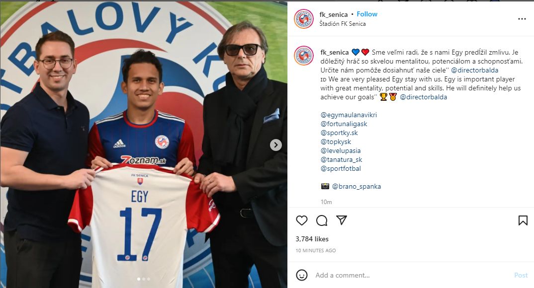 Egy Maulana Fikri Perpanjang Kontrak dengan FK Senica