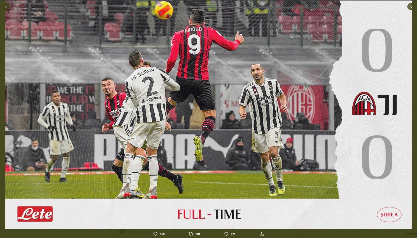 Hasil Liga Italia: AC Milan vs Juventus Berakhir Imbang, AS Roma Pesta Gol