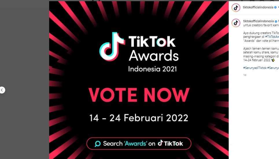 TikTok Awards Indonesia 2021 Siap Digelar, Berikut Daftar Nominasinya