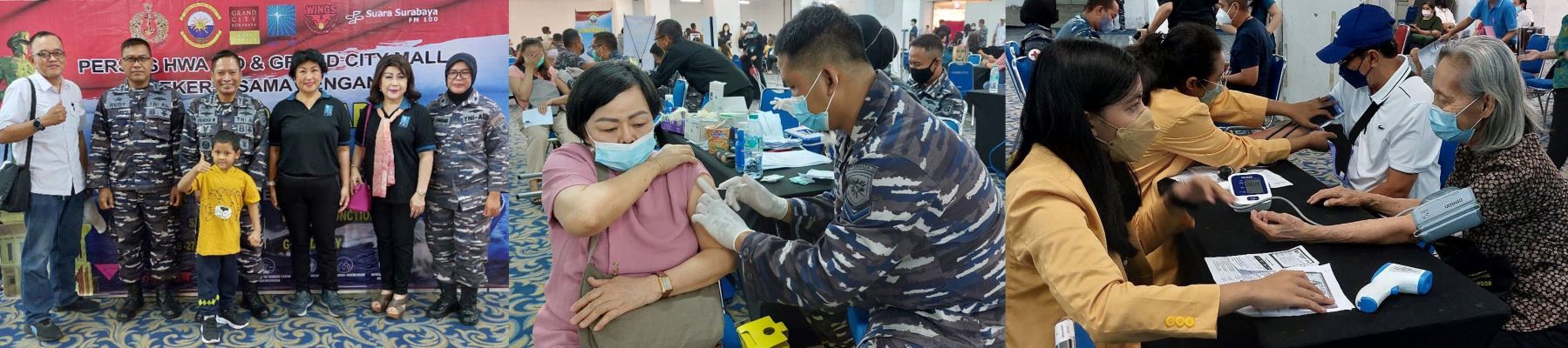 Hwa Ind, TNI AL-Koarmada II &Grand City Mall Adakan Vaksinasi Massal Booster 1 & 2