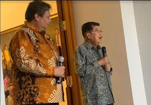 Ketum Partai Golkar Airlangga Hartarto Silaturahmi ke Jusuf Kalla