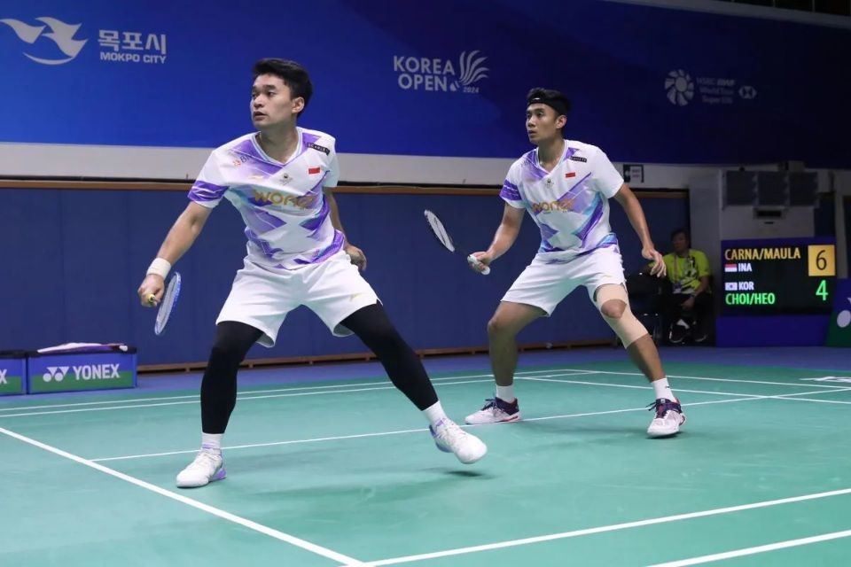  BWF Super 500 Korea Open 2024:  Pasangan Leo/Bagas Kalah Unggulan Pertama Tuan Rumah Kang Min Hyuk/Seo Seung Jae