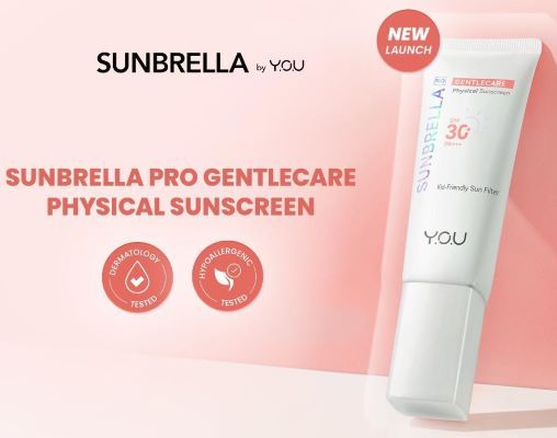 Sunbrella Pro Gentlecare Physical Sunscreen SPF 30+ PA+++, Aman untuk Balita Hingga Orang Dewasa & Kulit Sensitif