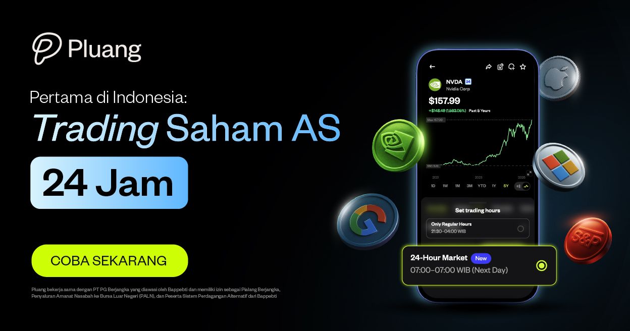 Pertama di Indonesia! Trading Saham Amerika & ETF 24 Jam Hadir di Pluang