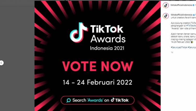 TikTok Awards Indonesia 2021 Siap Digelar, Berikut Daftar Nominasinya