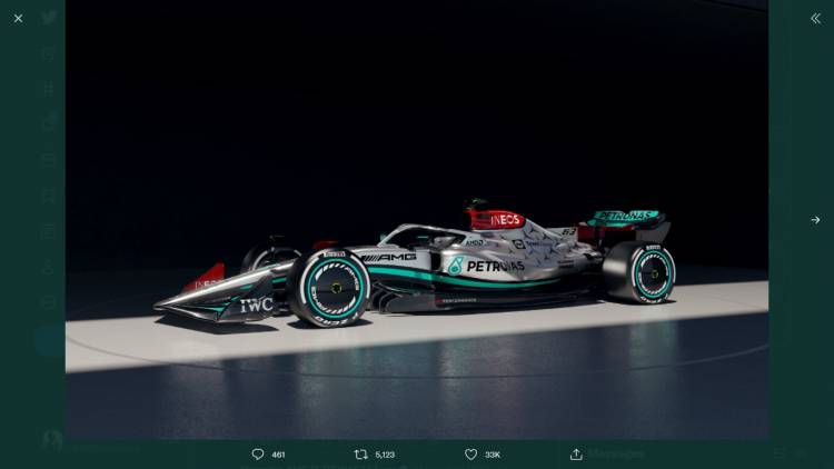 Kembali Gunakan Warna Kebesaran, Ini Penampakan Mobil Baru Tim Mercedes untuk F1 2022