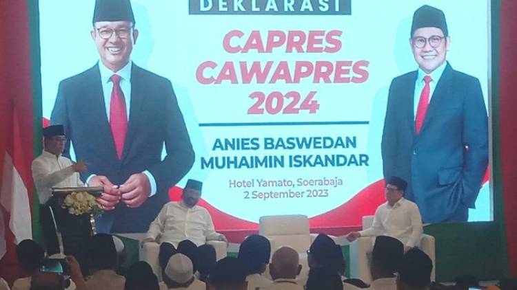Dihadiri Surya Paloh,  Anies Baswedan dan Muhaimin Iskandar Resmi Deklarasi  sebagai Capres-Cawapres 2024