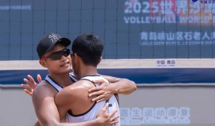 Tim Bola Voli Pantai Putra Indonesia ke Semifinal Beach Pro Tour Futures Qidong 2025