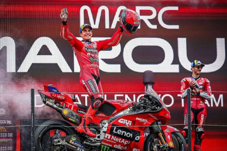 Pembalap Ducati Lenovo Marc Marquez  Segel Posisi Pole Position di Grand Prix Jerman