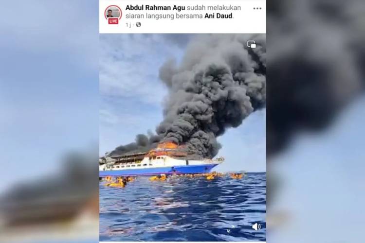 Sedang Menuju Pelabuhan Manado, KM Barcelona 5 Terbakar di Perairan Talise Minahasa Utara