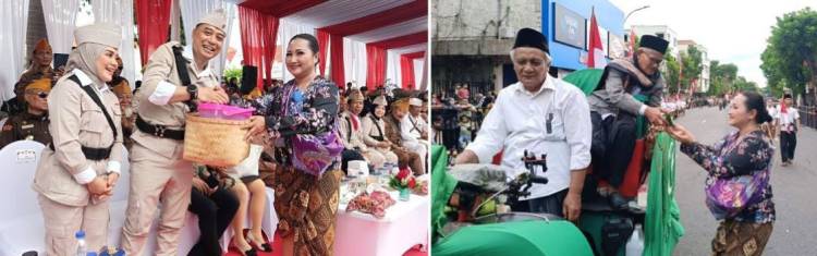 Tim Dapur Umum Mbok Dar Mortir Bagikan Makanan Berbungkus Daun Pisang, Semarakkan Parade Surabaya Juang