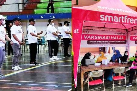 Smartfren Gelar Senam Sehat dan Vaksinasi Massal di Bangkalan