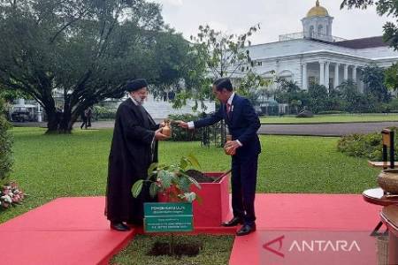 Presiden Joko Widodo Terima Kunjungan Presiden Republik Islam Iran Seyyed Ebrahim Raisi di Istana Kepresidenan Bogor