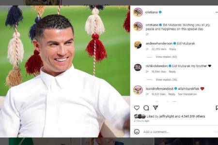 Bintang Timnas Portugal, Cristiano Ronaldo Ucapkan Selamat Hari Raya Idul Fitri untuk Umat Muslim Dunia