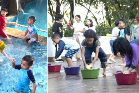 Serunya Anak-anak Bermain dan Berenang di Fun Water Play, Ada Lomba Masukkan Air ke Dalam Balon