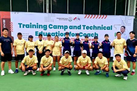 10 Atlet Timnas Soft Tennis Indonesia Latih Tanding dengan Timnas Korea