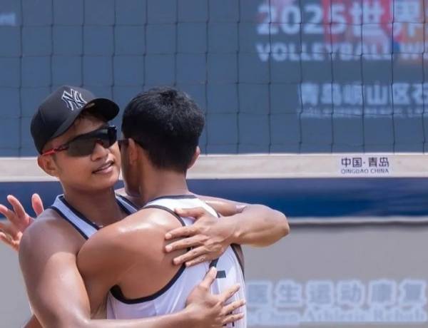 Tim Bola Voli Pantai Putra Indonesia ke Semifinal Beach Pro Tour Futures Qidong 2025