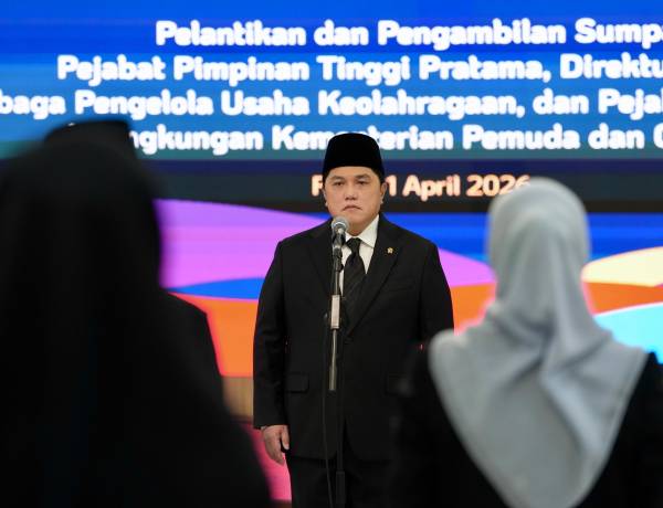 Lantik Pejabat Tinggi di Kemenpora, Menpora Erick: Rotasi ini Bentuk Komitmen Serius Transformasi